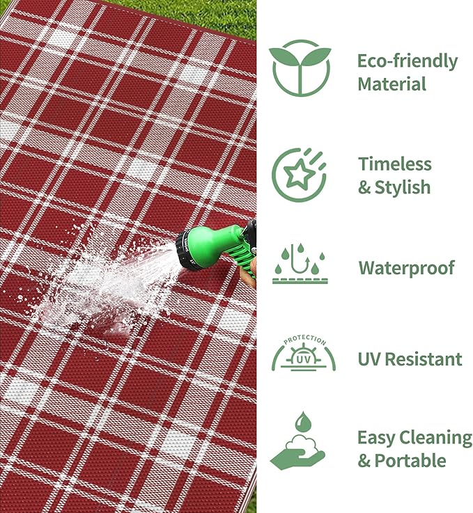 GENIMO Waterproof Outdoor Rug for Patio Clearance, Lightweight RV Camping Mat - Image 5