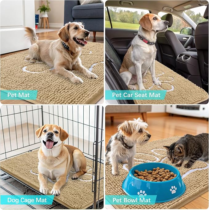 OLANLY Dog Door Mat for Muddy Paws 24x16, Paw Print Design, Absorbs Moisture - Image 7
