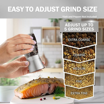 Home EC Original Stainless Steel Sea Salt and Pepper Grinder Set of 2 - Image 2