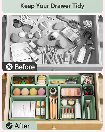 KEMETHY 25 PCS Plastic Drawer Organizers Set, 4 Sizes Vanity Organizer - Image 3