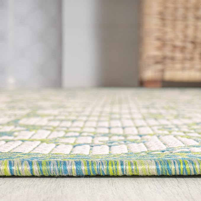 JONATHAN Y Vintage Filigree Indoor Outdoor Area Rug 3X5 Cream/Green, Madrid - Image 7