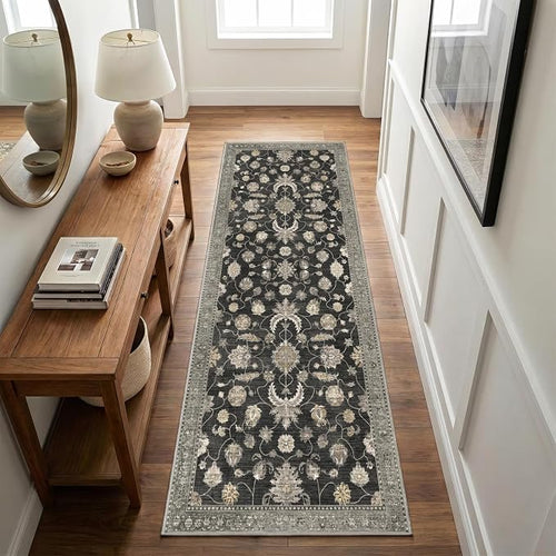 2x6 Runner Rug for Entryway Hallway-Vintage Farmhouse Boho Floral Neutral by Unknown