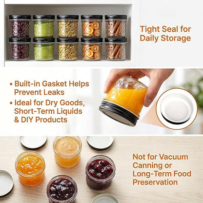 4 oz Glass Jars With Lids, 40 Pack Small Clear Mason Jars and Diamond appearance - Image 4