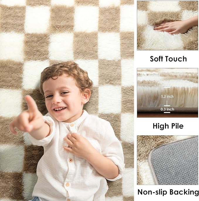 KICMOR Small Beige and Cream White Area Rugs - Image 2