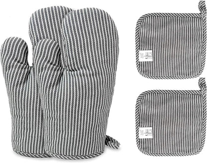 4Pcs Oven Mitts and Pot Holders, Heat Resistant Oven Mitts Set by CoekMoed