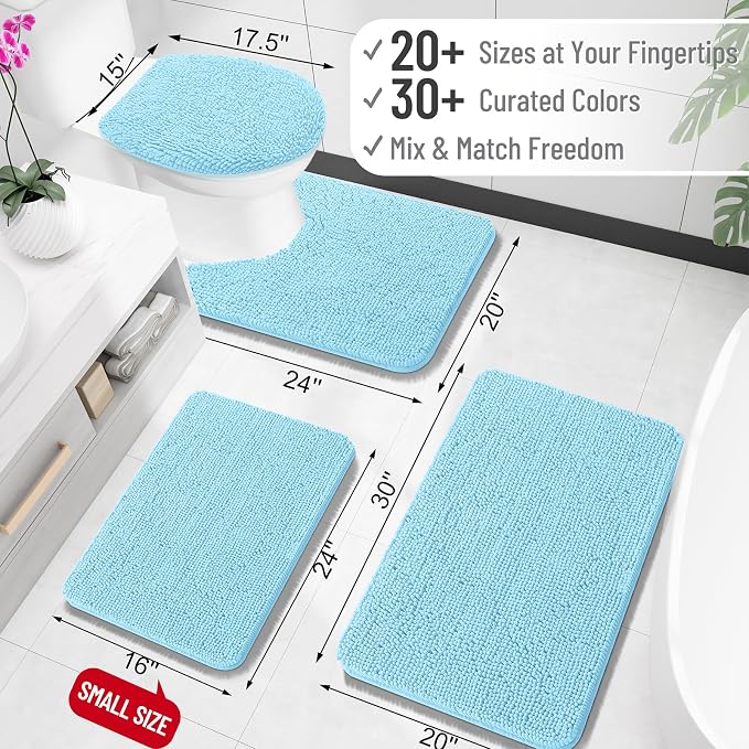OLANLY Bathroom Rugs 30x18, Extra Soft Absorbent Chenille Bath Rugs, Rubber - Image 2