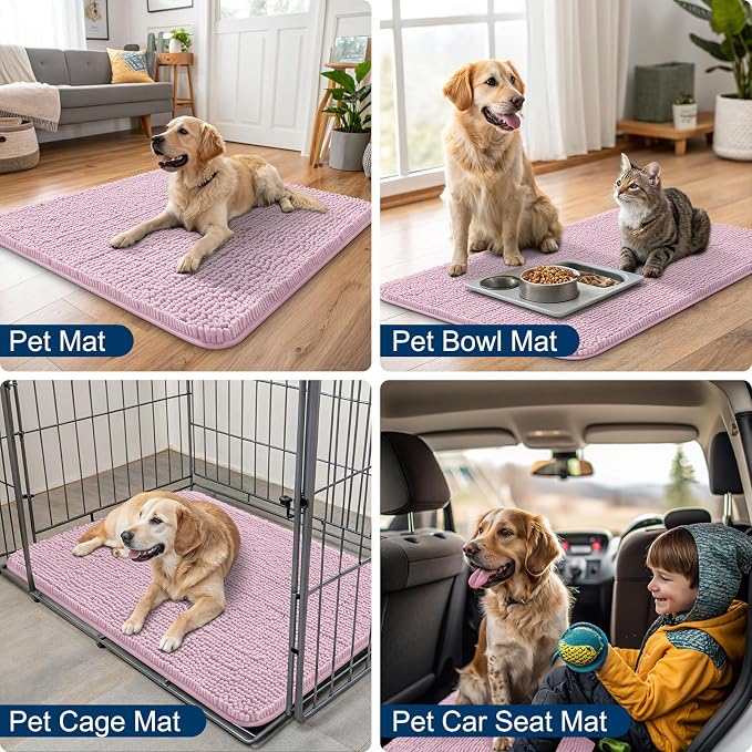 Smiry Dog Door Mat for Muddy Paws 36x24, Absorbent Dirt Trapper, Non-Slip - Image 6