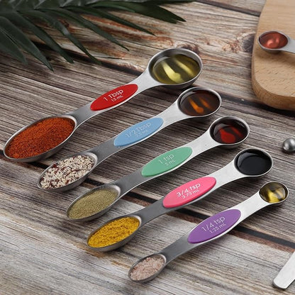 Magnetic Measuring Spoons Set Stainless Steel Dual Sided Stackable Teaspoon - Image 6