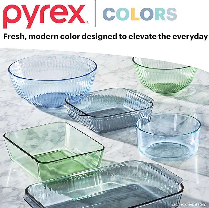 Pyrex Colors Tinted 3-PC, Unlidded Small/Medium/Large Glass Mixing Bowls - Image 5