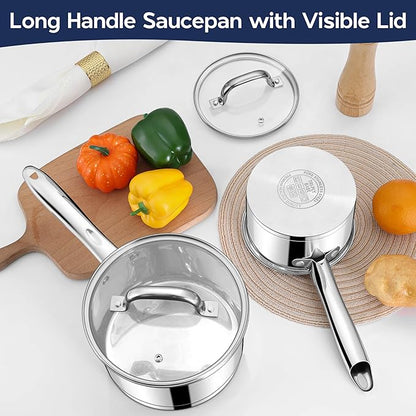 LIANYU Stainless Steel Saucepan Set of 2, 1QT & 3QT Sauce Pan - Image 6