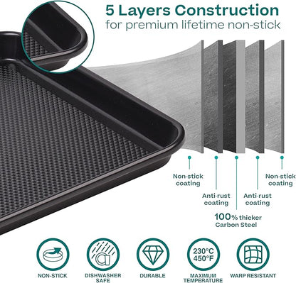 Baker's Secret Baking Sheet Pan Set, 3x Cookie Sheets - Image 3