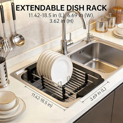 Stainless Steel Expandable Over Sink Dish Drying Rack | 11.4–18.5 inch - Image 3
