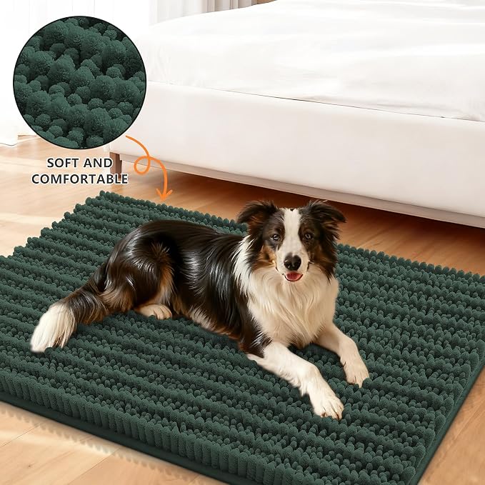 Smiry Dog Door Mat for Muddy Paws 47x24, Absorbent Dirt Trapper, Non-Slip - Image 2