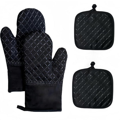 Oven Mitts and Pan Racks 4-Piece Set, Extended Kitchen Oven Mitts and Pan Racks by Unknown