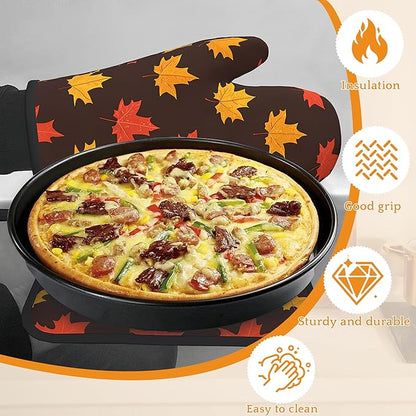 Maple Leaf Oven Mitts and Pot Holders Set, Autumn Kitchen Decor Heat Resistant - Image 4