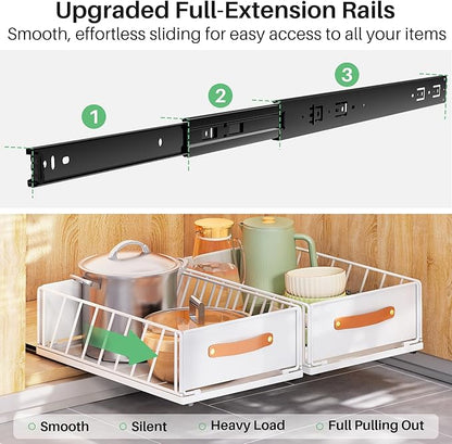 4Pack Pull out Cabinet Organizer, Heavy Duty Slide out Pantry Shelves Drawer - Image 3