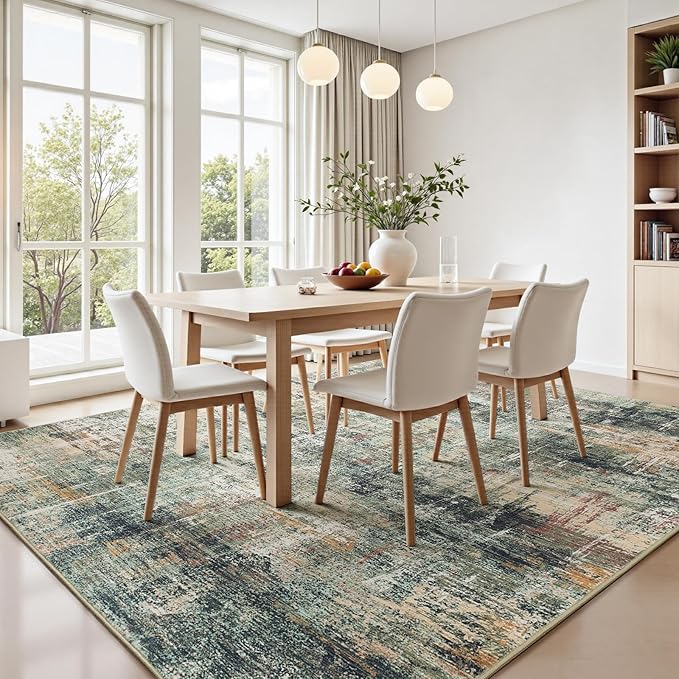 Lofus 9x12 Area Rug for Living Room, Coffee/Green Abstract Large Rugs - Image 3