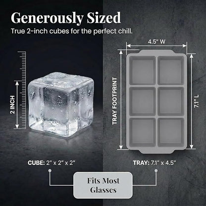 KitchFort Large Silicone Ice Cube Tray, Easy Release 2" Big Ice Cubes - Image 9