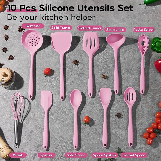Onader Silicone Cooking Utensils Set, 10 Pieces Kitchen Utensils Set - Image 2