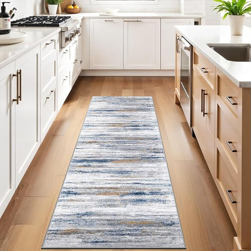 2'6''x10' Washable Runner Rugs for Hallway: Easy-to-Clean Abstract Runners for - Image 2