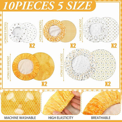 Patelai 10 Pcs Bowl Covers Reusable in 5 Size Stretch Cloth Fabric Elastic Food - Image 3