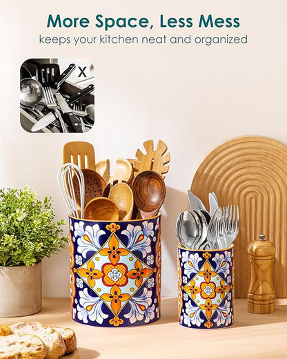 vancasso SIMI Utensil Holder, 7.3"+5.5" Porcelain Kitchen Utensil Holder - Image 6