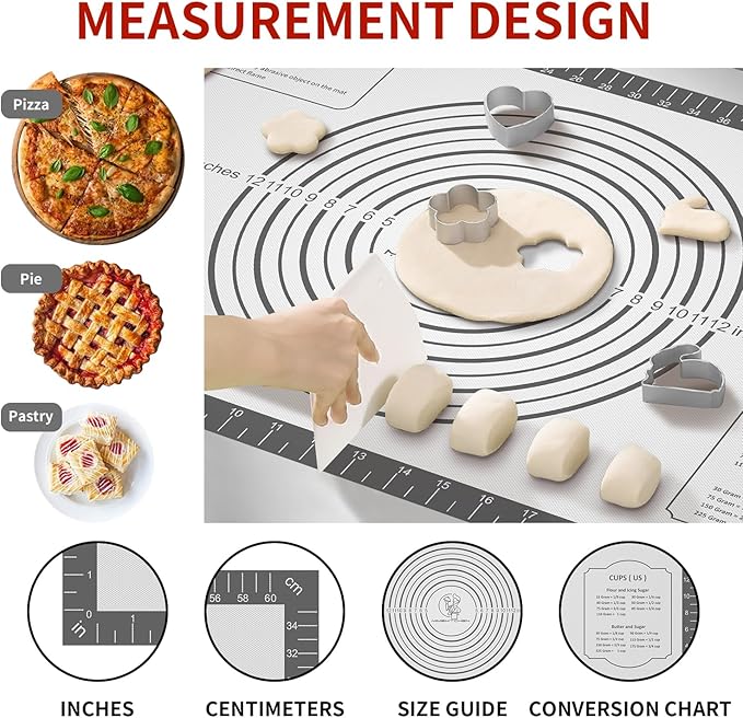 Silicone Pastry Mat for Dough Rolling, SIlicone Mat for Baking PIzza, Pie Crust - Image 2