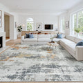 Area Rug 9x12 Living Room Rug Washable: No-Slip Abstract Soft Thin Large Grey by Oriannal