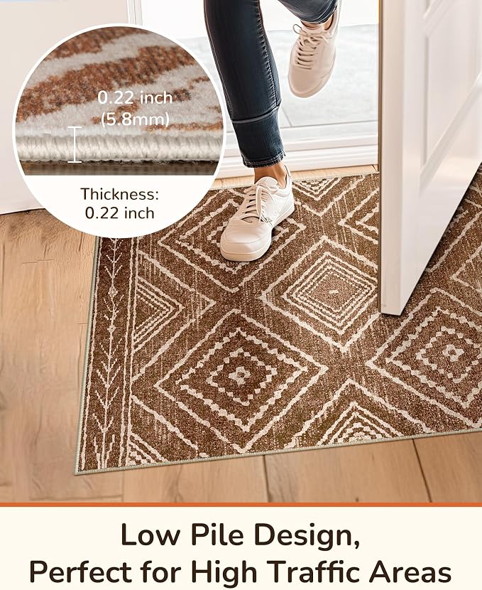 BESTSWEETIE Area Rug 2x3 Rug Machine Washable Non-Slip Low Pile Print Pattern - Image 3