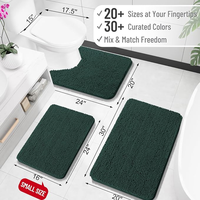 OLANLY Bathroom Rugs 34x21, Extra Soft Absorbent Chenille Bath Rugs, Rubber - Image 2