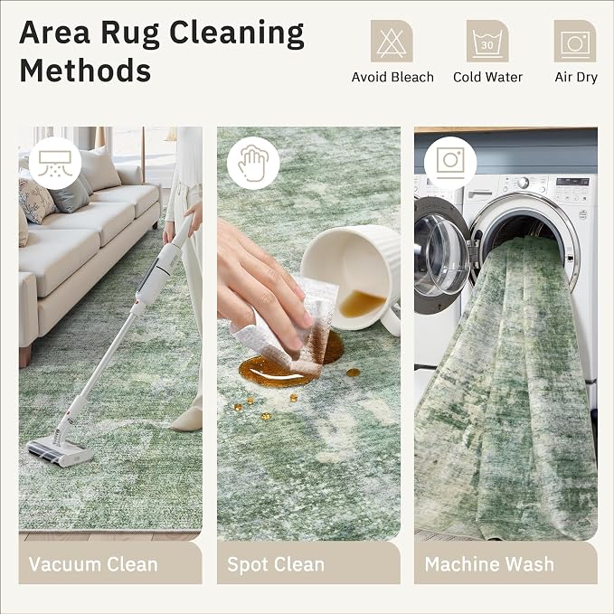 Soalmost Abstract Rug 8x10 Large Living Room Rugs Neutral Modern Washable Area - Image 9