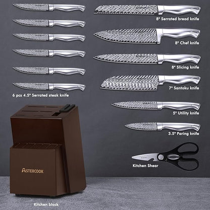 Knife Set, Astercook 15 Pieces Kitchen Knife Set - Image 3