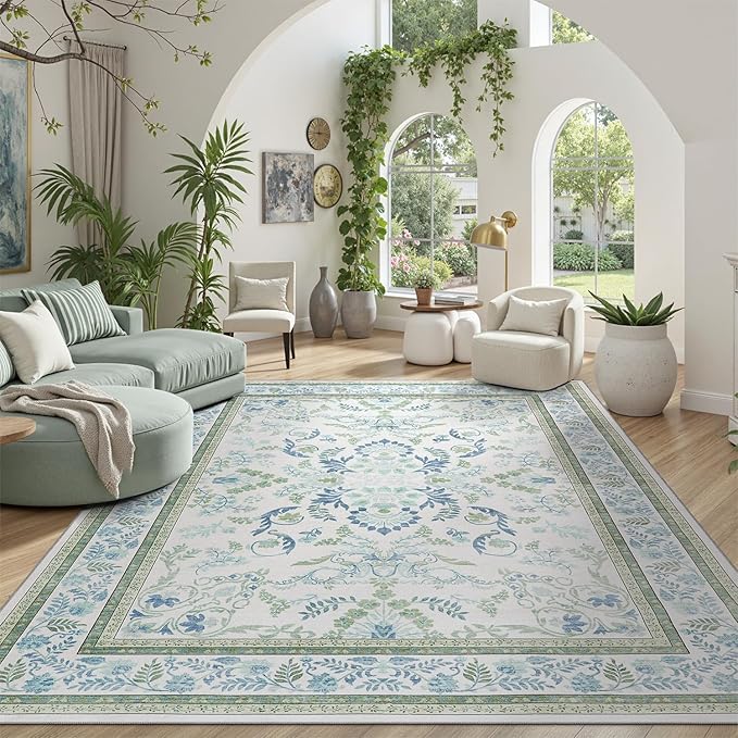 DCX Green 3x5 Rug, Kid & Pet Friendly by DCXWashableRug