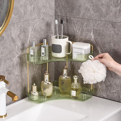 2-Tier Corner Bathroom Organizer Countertop - Image 4