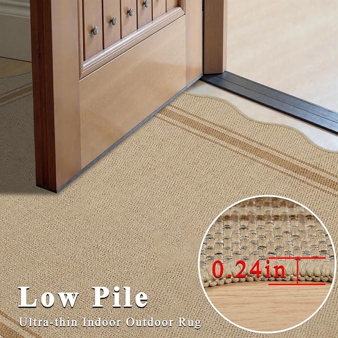 5x7 Scalloped Rug Easy Jute Washable Outdoor Patio Rug - Image 7