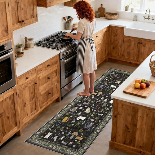 2x8 Washable Rug Runner, Non Slip Low Pile Hallway Cat Runner Rug, Stain - Image 2