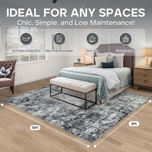 8x10 Area Rugs for Living Room Rug Washable: Modern Large Rug for Dining Room - Image 2