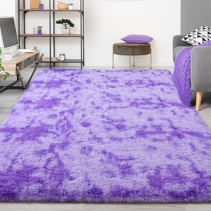 FlyDOIT Purple Tie-Dyed 6x9 Feet Large Rugs - Image 9