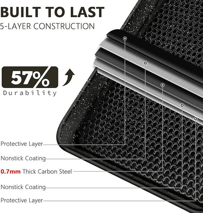 Wildone 2 Pack Half Sheet Baking Pans, Honeycomb Embossed Nonstick Baking Sheet - Image 3