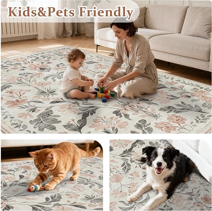9x12 Area Rugs Washable Rug: Large Boho Living Room Rug Soft Non-Slip Low Pile - Image 7