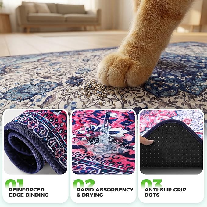 Hompet Cat Litter Mat 2 Pack, 24x36 Large Machine Washable Trapping Mats - Image 5