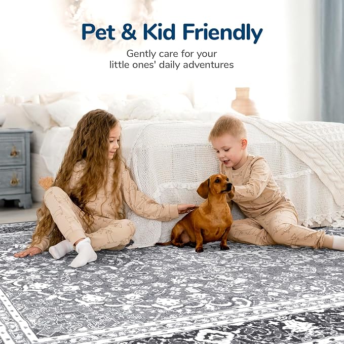 Lessymo 6x9 Bedroom Area Rugs- Machine Washable Area Rugs, Super Soft Faux-Wool - Image 5