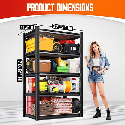 71.2"H-28"W-12"D Garage Shelving-5 Tier Garage Storage Shelves, Adjustable - Image 3