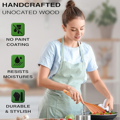 9-Piece Teak Wooden Utensil Set – Wooden Spoons - Image 8
