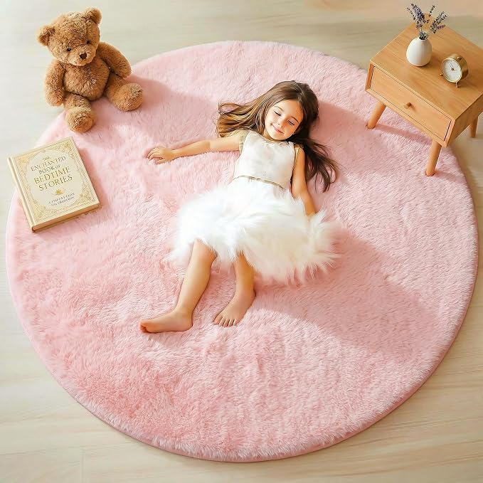 ONASAR Light Pink Round Area Rugs 6ft - Image 4
