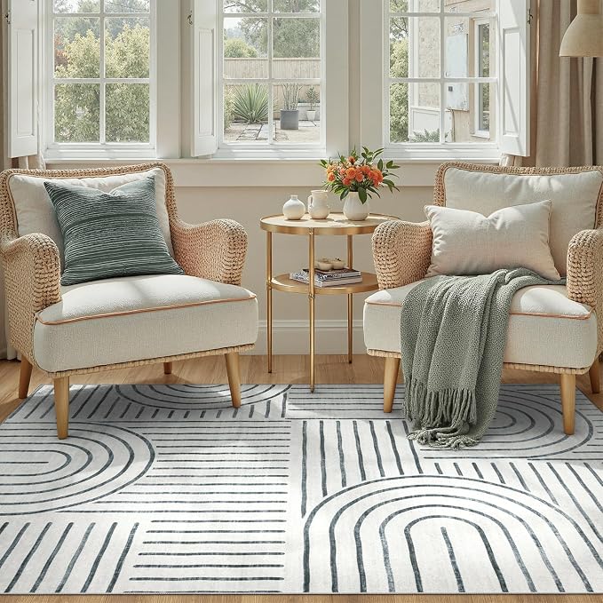 DCX Abstract Machine Washable 5x7 Rug, Soft Low Pile Non Slip Carpet, Kid & Pet - Image 2