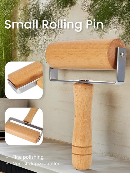 Pizza Rolling Pin, Small Rolling Pin, Non-Stick Wooden Dough Roller - Image 3