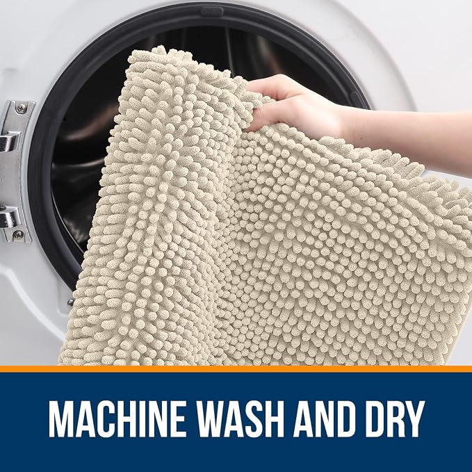 OLANLY Bathroom Rugs 36x24, Extra Soft Absorbent Chenille Bath Rugs, Rubber - Image 6