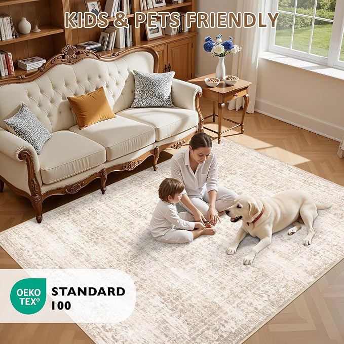 6x9 Area Rugs Living Room Rug: Washable Vintage Boho Rug No Slip Stain - Image 9