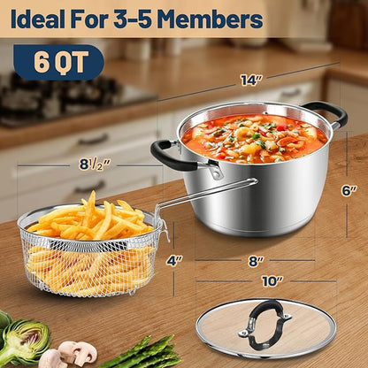AOSION 6 Quart Stainless Steel Stock Pot - Image 2